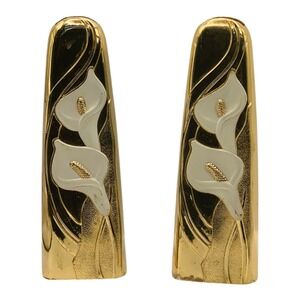 2 Rose Gold Calla Lily Tarnish Resistant Bud Vases Vase Shiny Rectangle